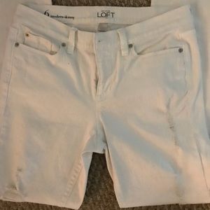 Loft distressed white jeans